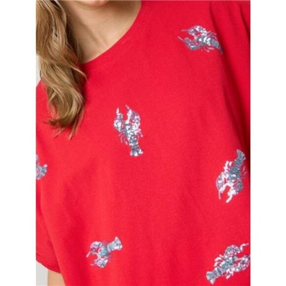 Sequin Lobster Round Neck T-Shirt - Picture 15 of 16